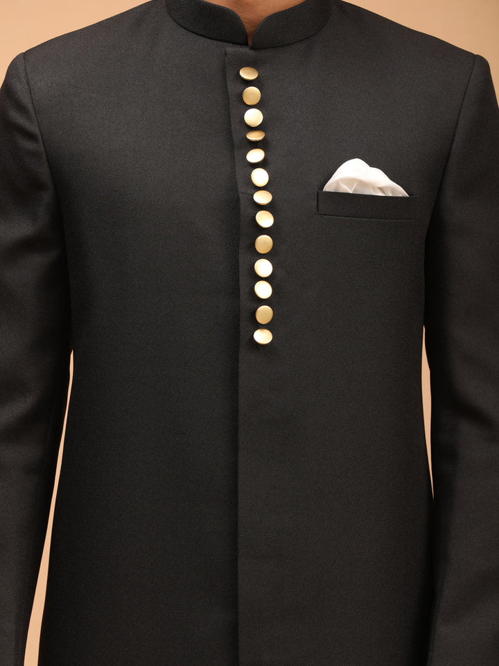 MEN'S BLACK SHERWANI WITH PATIALA SET