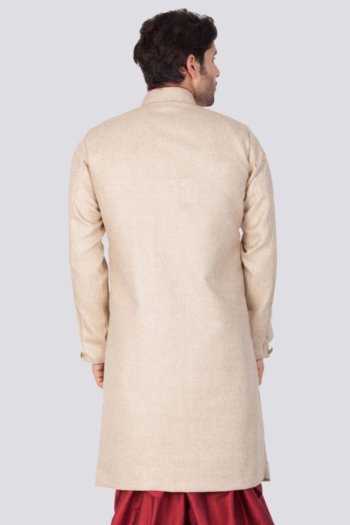 Men's Beige Cotton Blend Sherwani Only Top