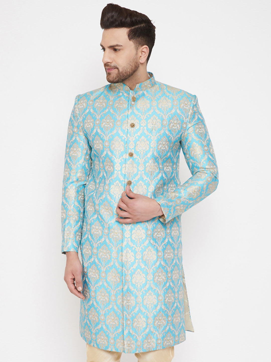  Men's Sea Green Sherwani -Only Top