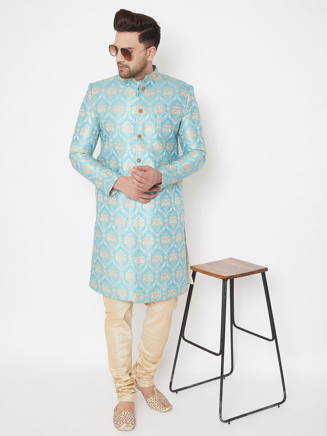  Men's Sea Green Sherwani -Only Top