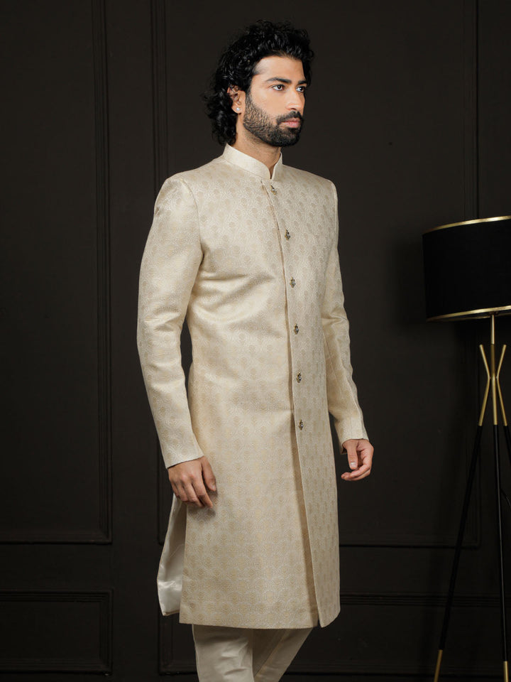 Men's Gold Silk Blend Sherwani Only Top