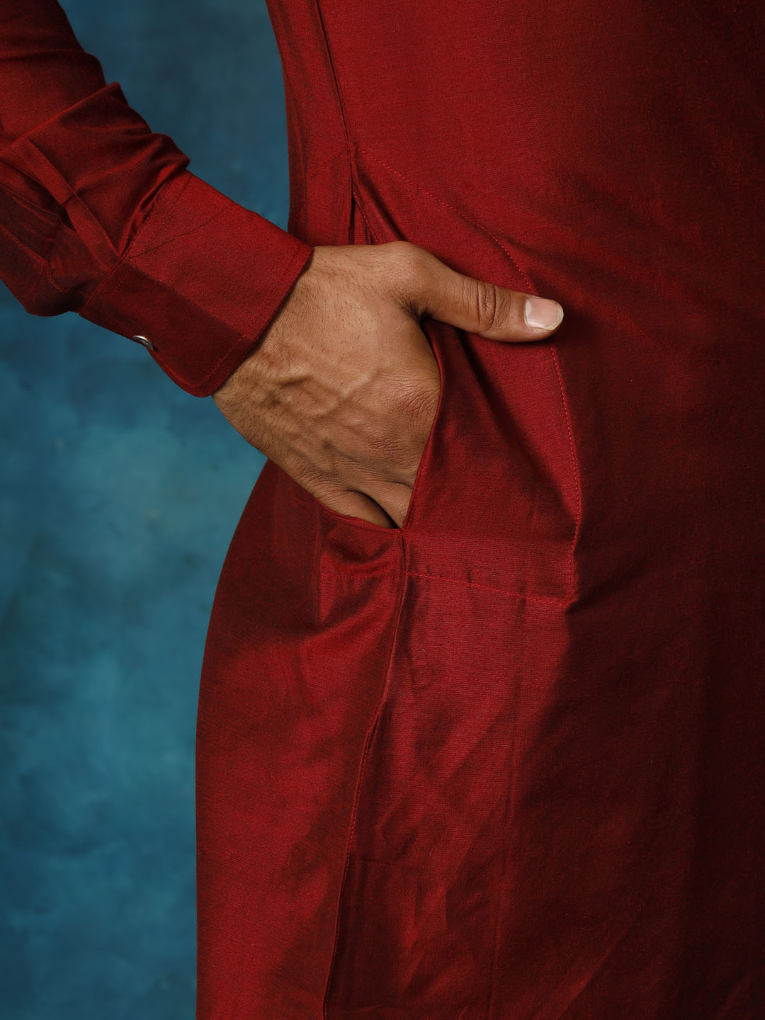 Sarvati Men's Maroon Viscose Kurta Pyjama Set