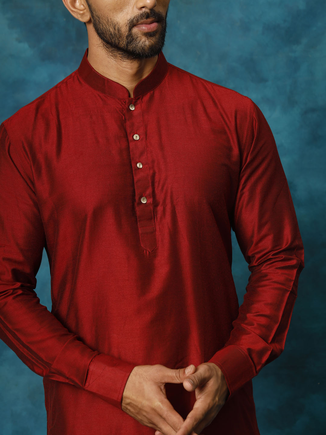 Sarvati Men's Maroon Viscose Kurta Pyjama Set