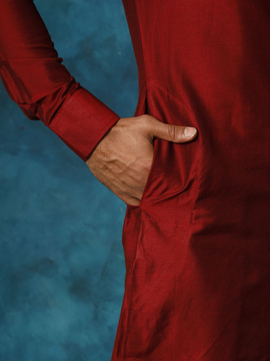 Sarvati Men's Maroon Viscose Kurta Pyjama Set