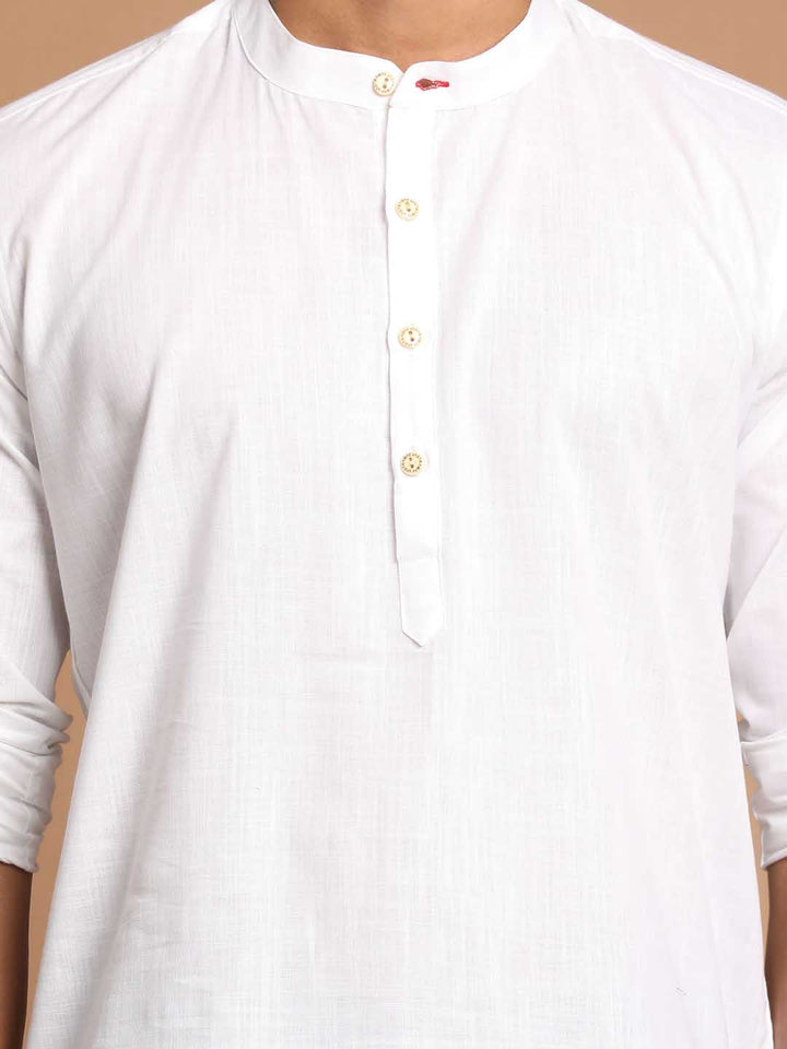 Men's White Short Cotton Kurta