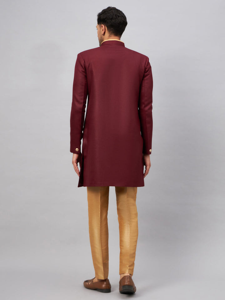 Men's Maroon Indo Western Set - view 3