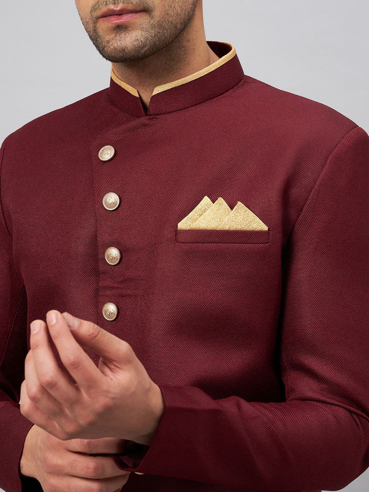 Men's Maroon Indo Western Set - view 4