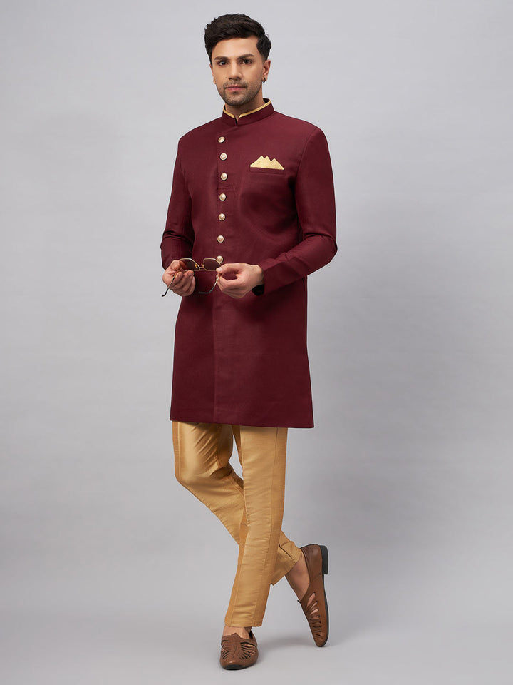 Men's Maroon Indo Western Set - view 8