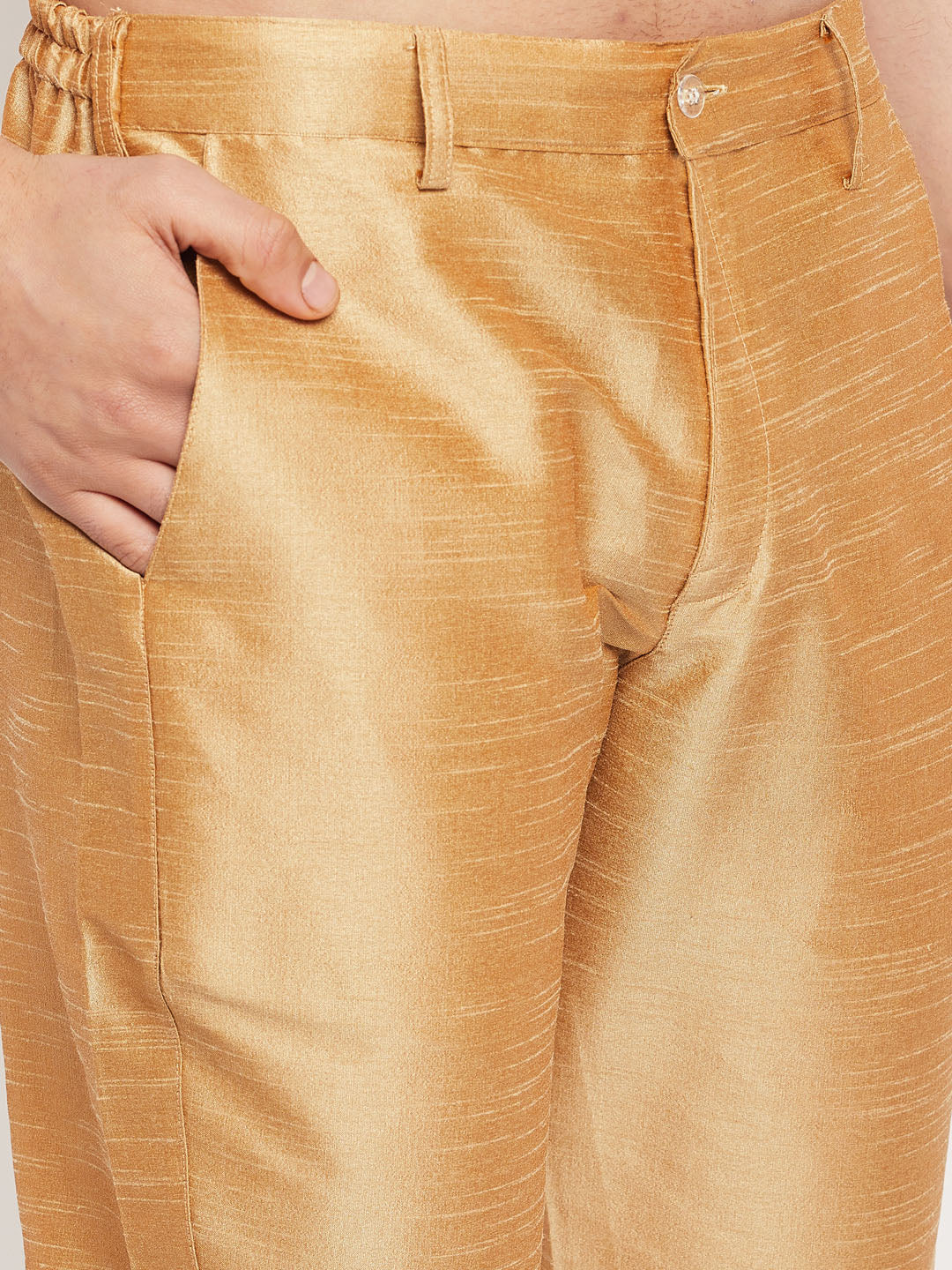 Sarvati Men's Cream Silk Blend Jacket with Kurta Pant Set