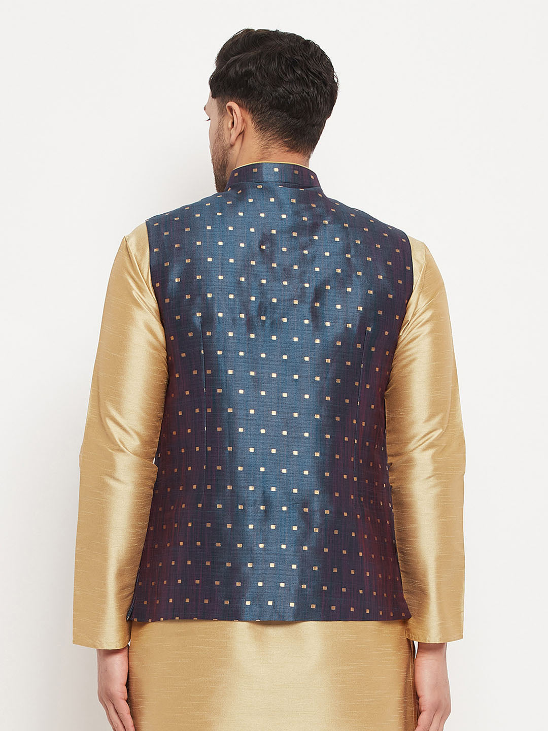 Men's Blue Zari Weaved Jacket