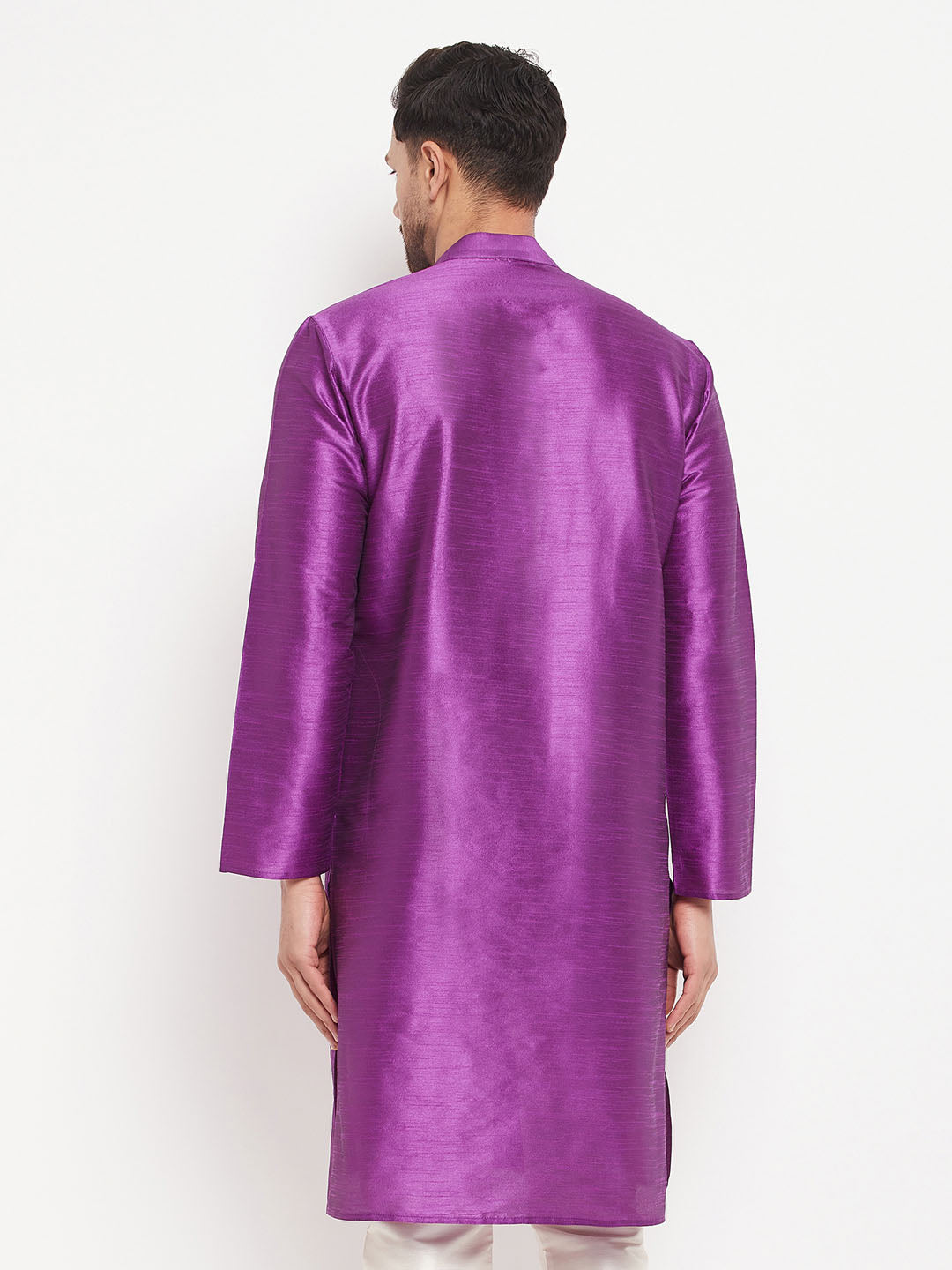 Men's Purple Cotton Silk Blend Kurta