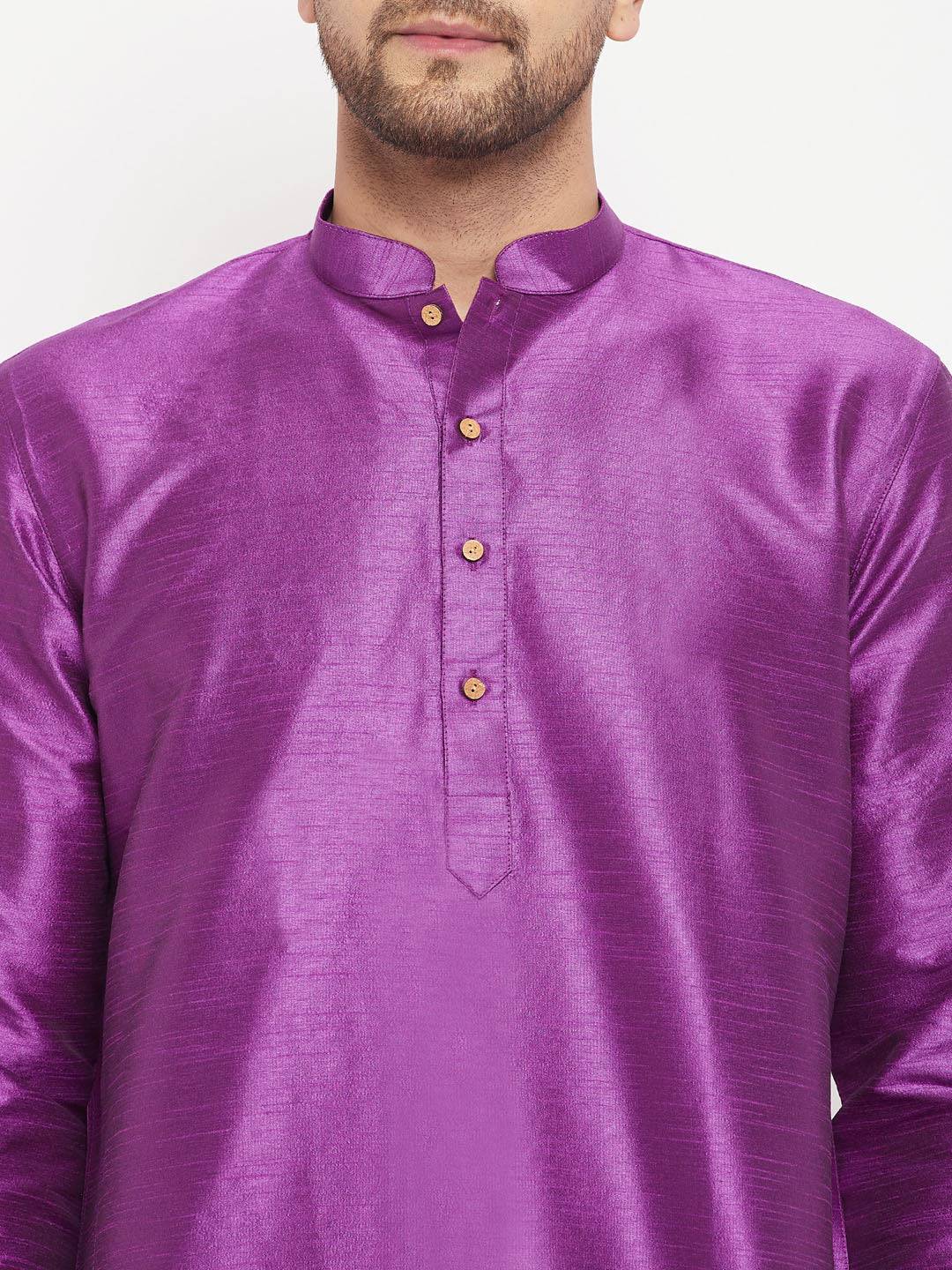 Men's Purple Cotton Silk Blend Kurta