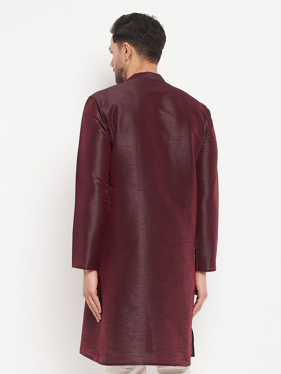 Men's Burgundy Silk Blend Kurta
