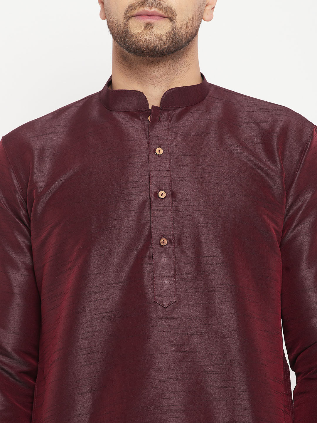Men's Burgundy Silk Blend Kurta