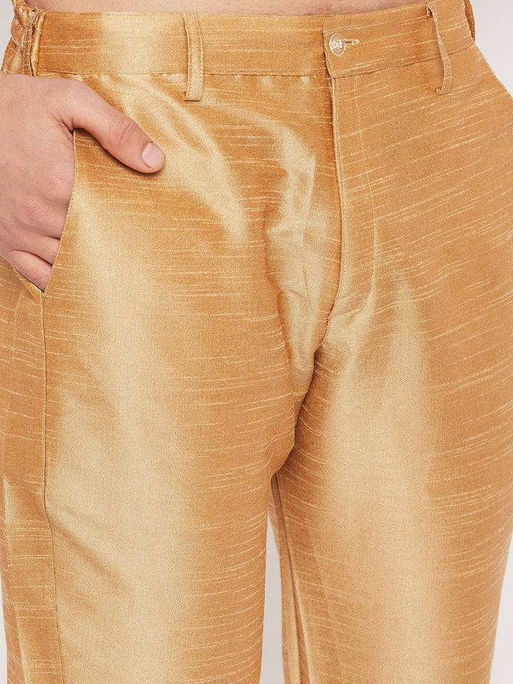 Sarvati Men's Gold Zari Weaved Kurta And Pant Set