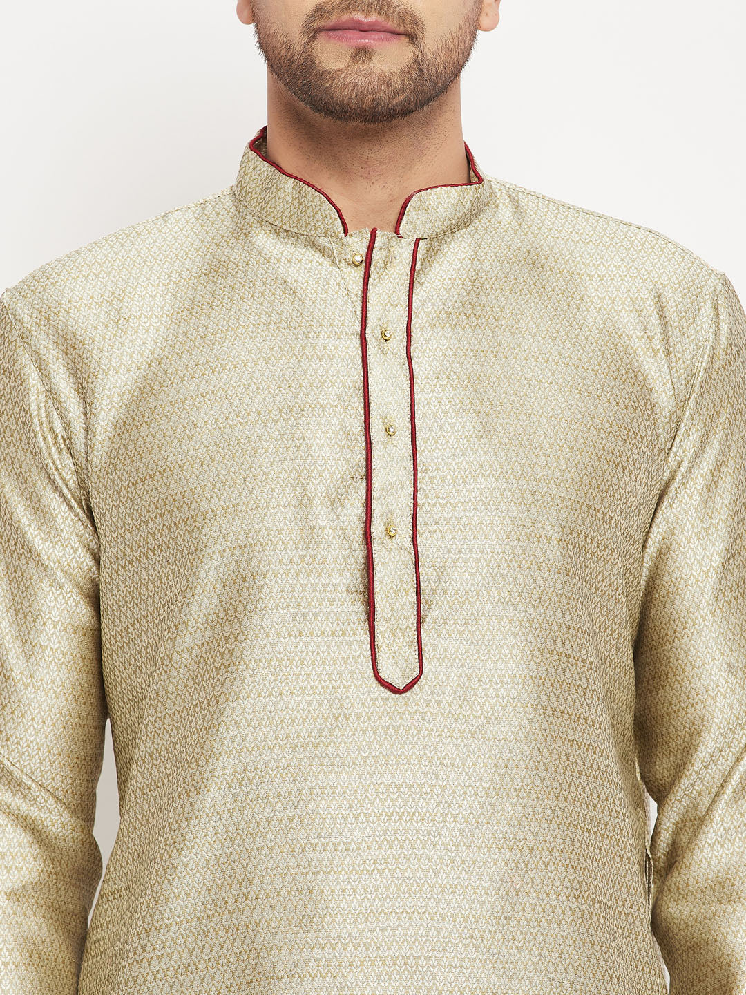 Men's Beige Silk Blend Kurta