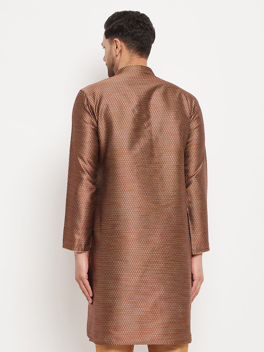 Men's Maroon Silk Blend Kurta