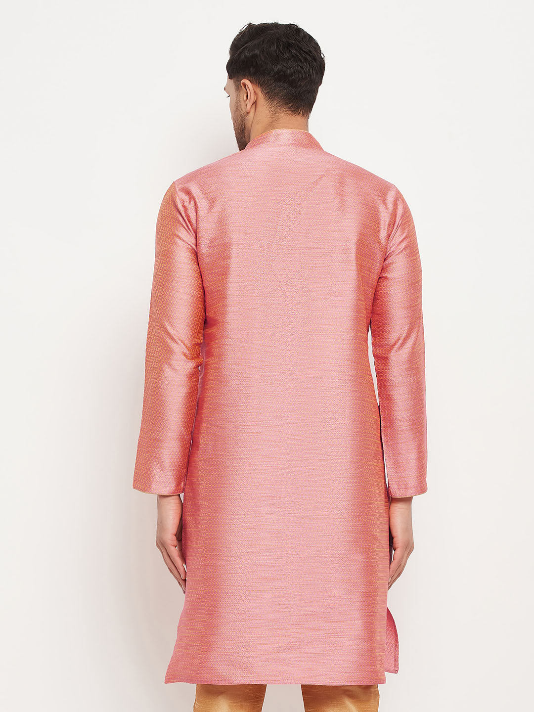 Men's Pink Silk Blend Kurta