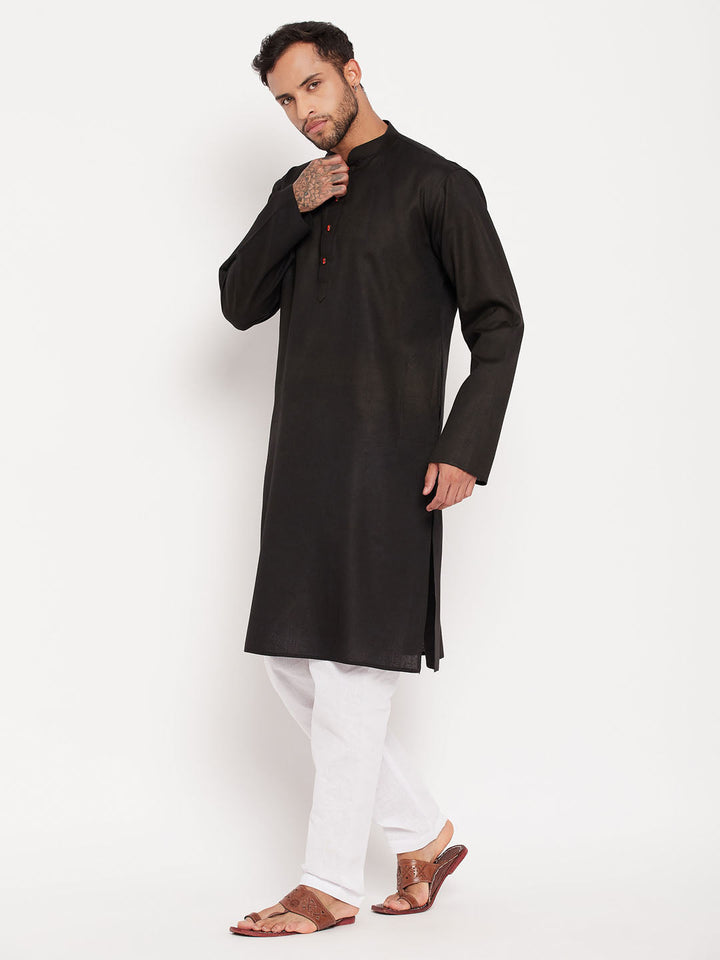 Sarvati Men's Black Kurta And Pyjama Set