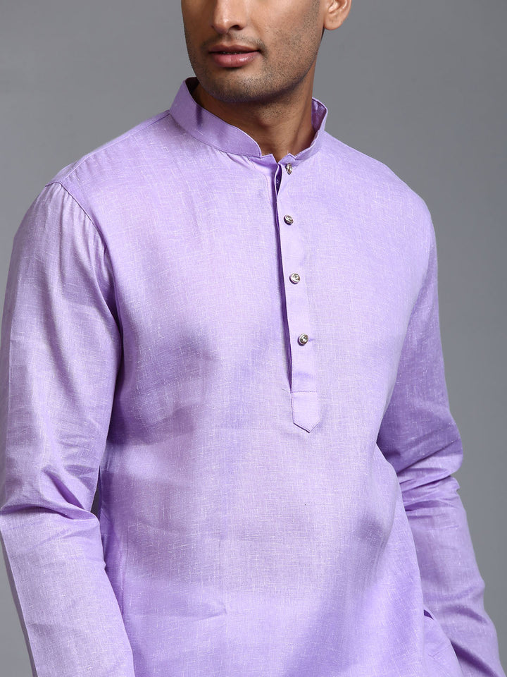 Sarvati Men's Purple Cotton Kurta Pyjama Set