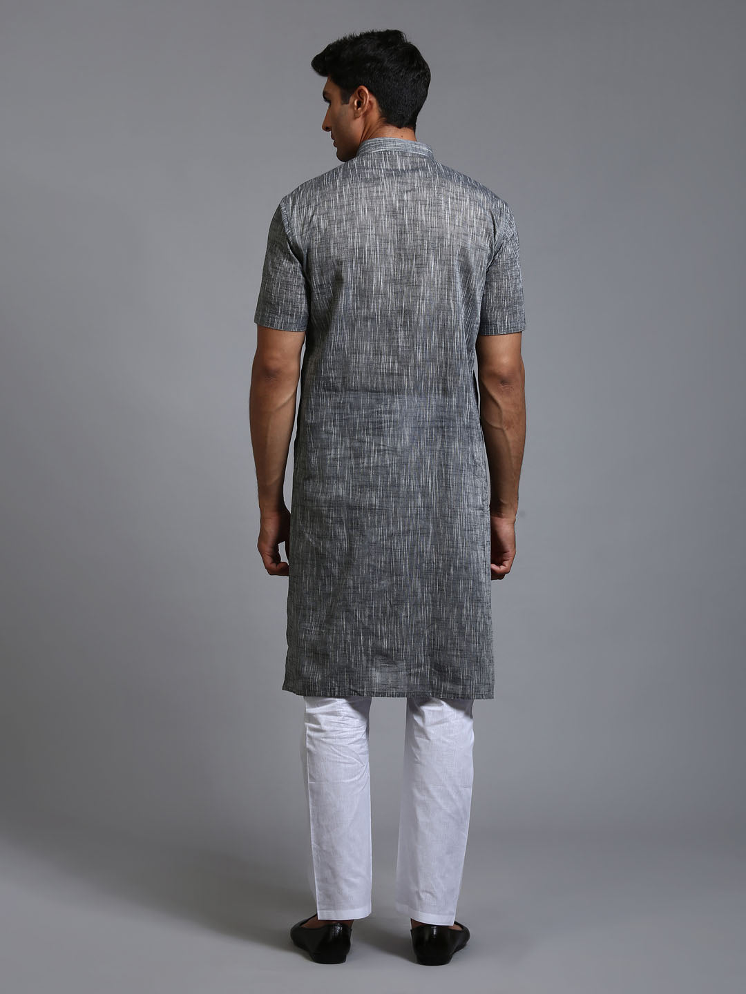 Sarvati Men's Solid Grey Pure Cotton Kurta Pyjama Set