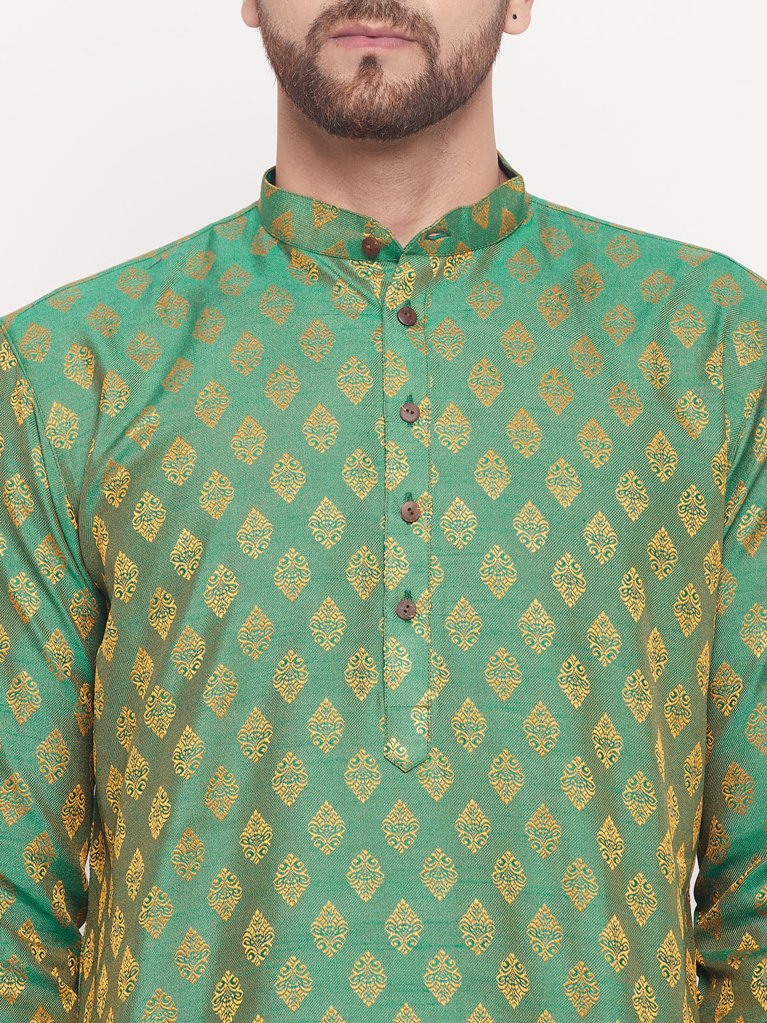 Sarvati Men's Green Woven Kurta Pyjama Set