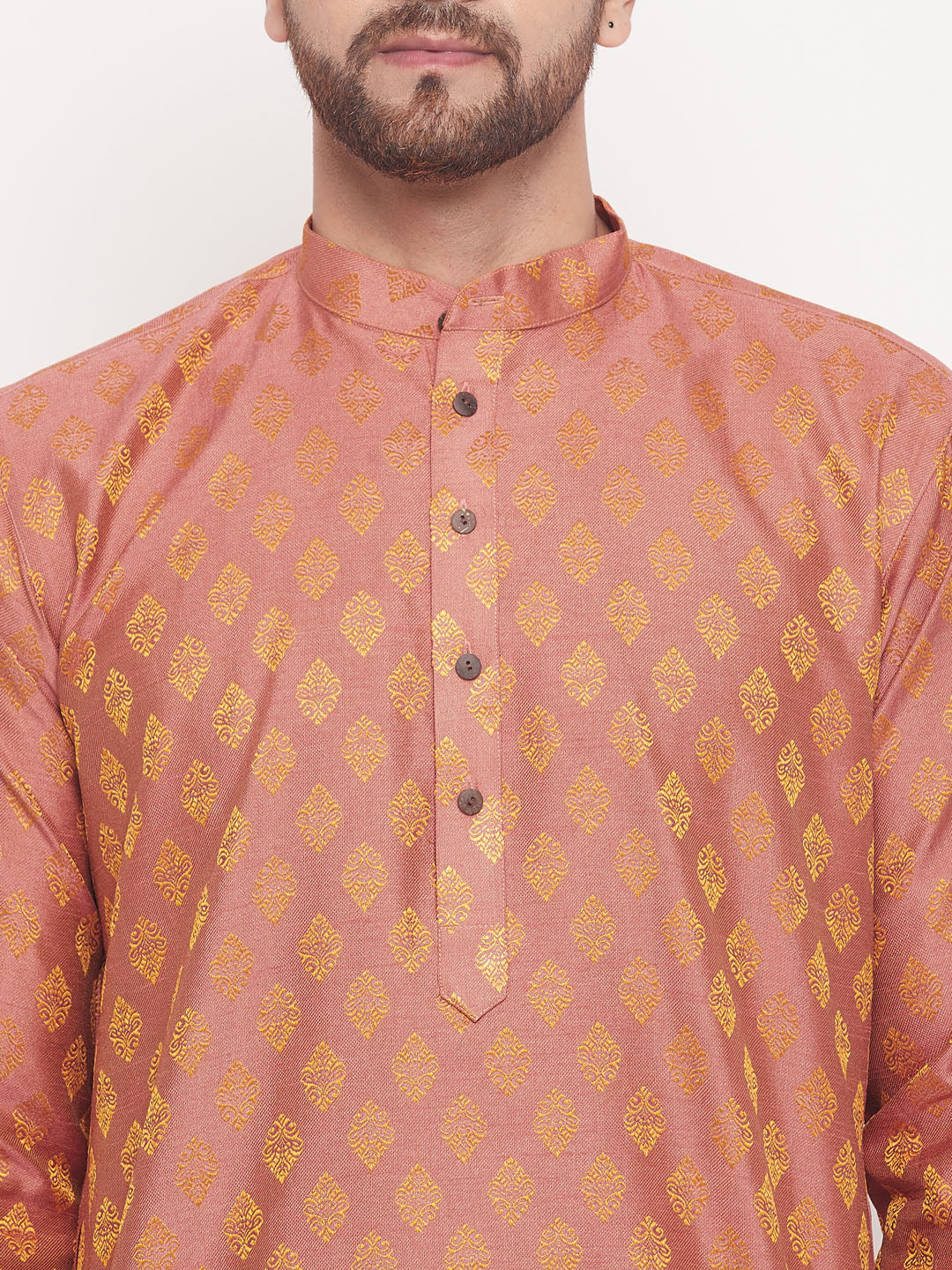 Sarvati Men's Pink Woven Kurta Pyjama Set