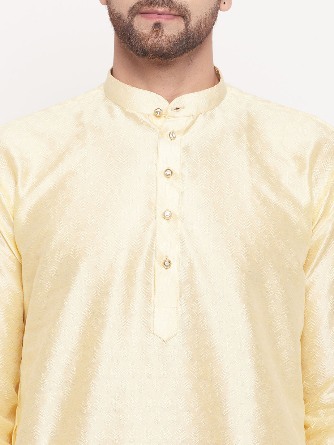 Sarvati Men's Beige Woven Kurta Pyjama Set