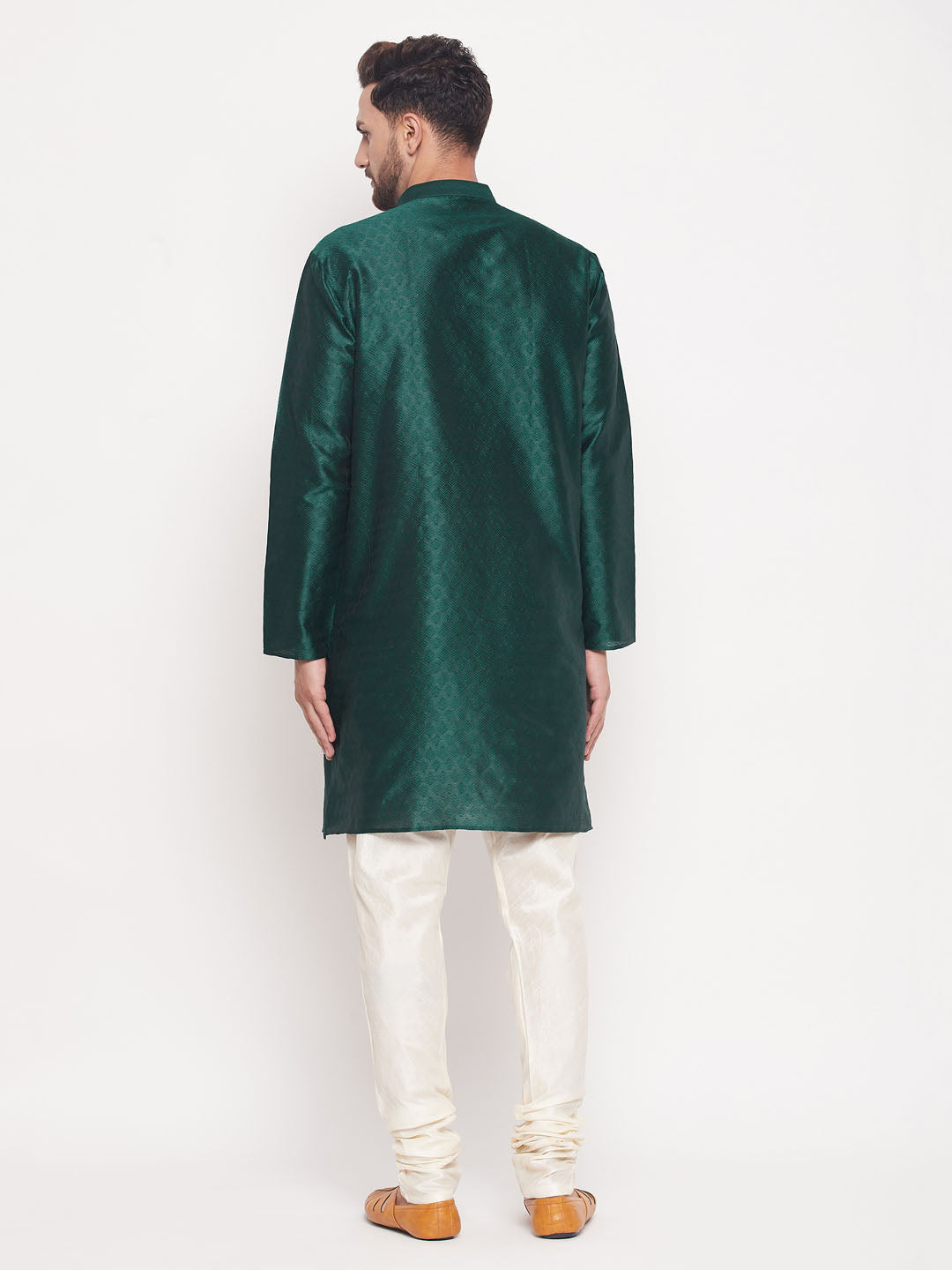 Sarvati Men's Green Woven Kurta Pyjama Set