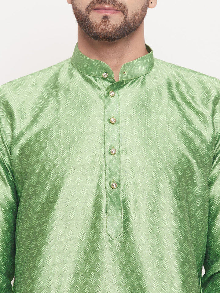 Sarvati Men's Mint Green Woven Kurta Pyjama Set