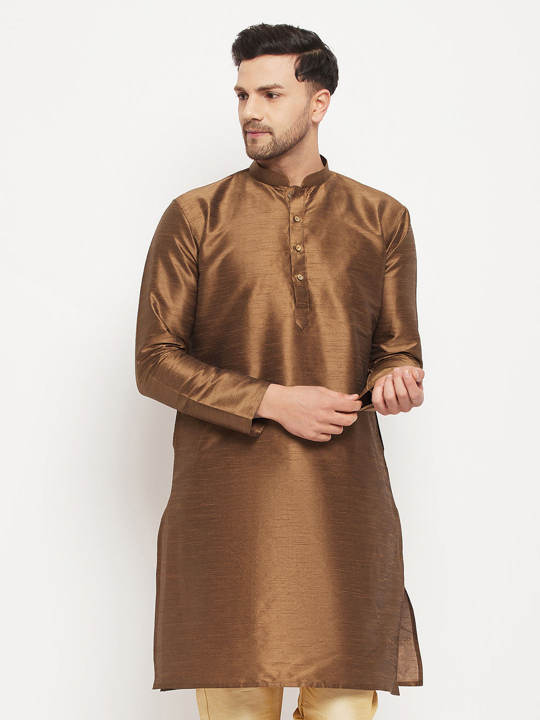 Men's Coffee Cotton Silk Blend Kurta