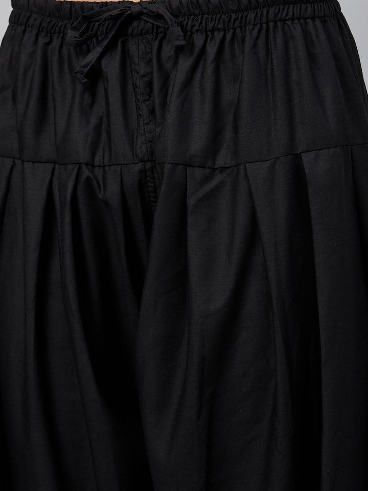 Men's Black Cotton Blend Pathani Suit Set