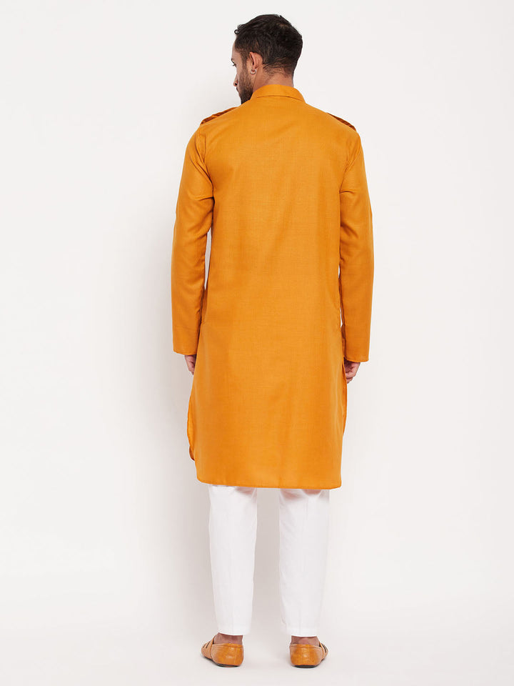 Sarvati Men's Rust Pathani Suit With White Pant Set