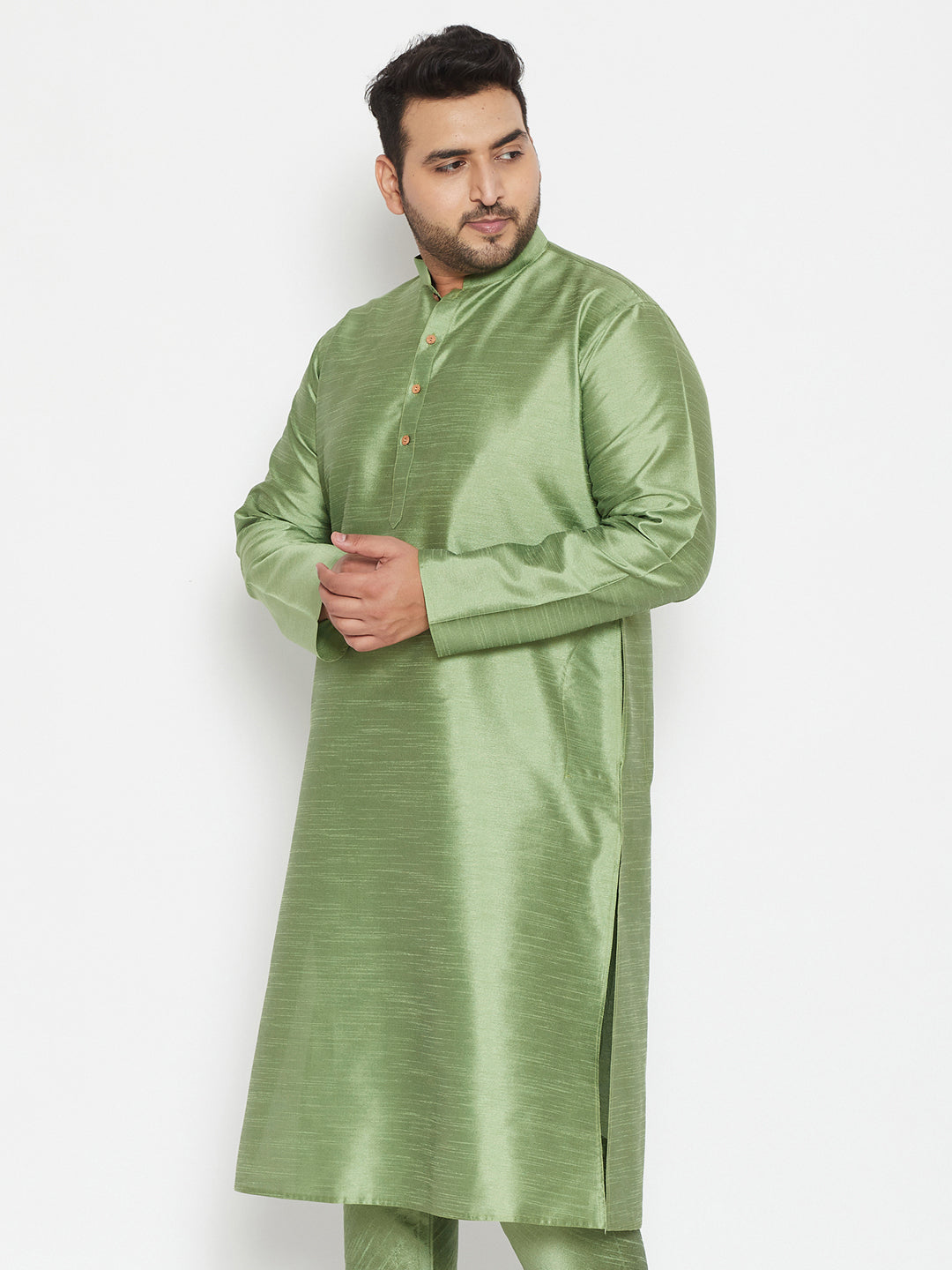Men's Plus Size Mint Green Silk Blend Kurta