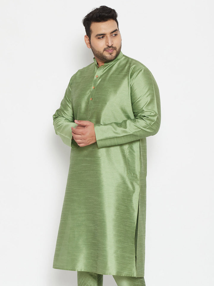 Men's Plus Size Mint Green Silk Blend Kurta