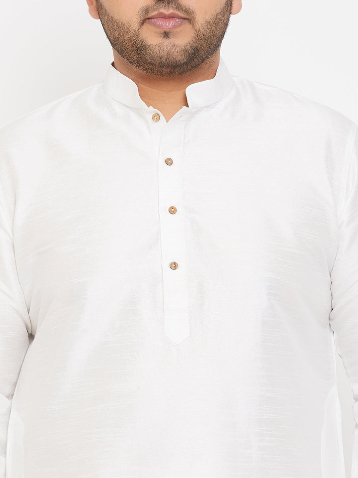 Men's Plus Size White Silk Blend Kurta