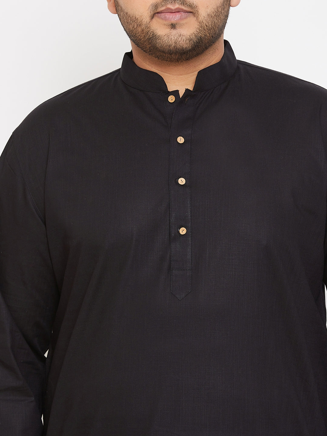 Men's Plus Size Black Cotton Kurta