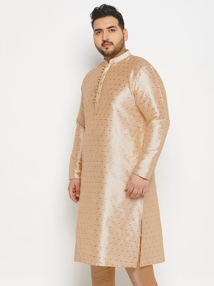 Men's Plus Size Gold Zari Weaved Kurta - view 2