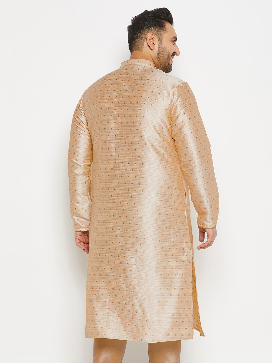 Men's Plus Size Gold Zari Weaved Kurta - view 3