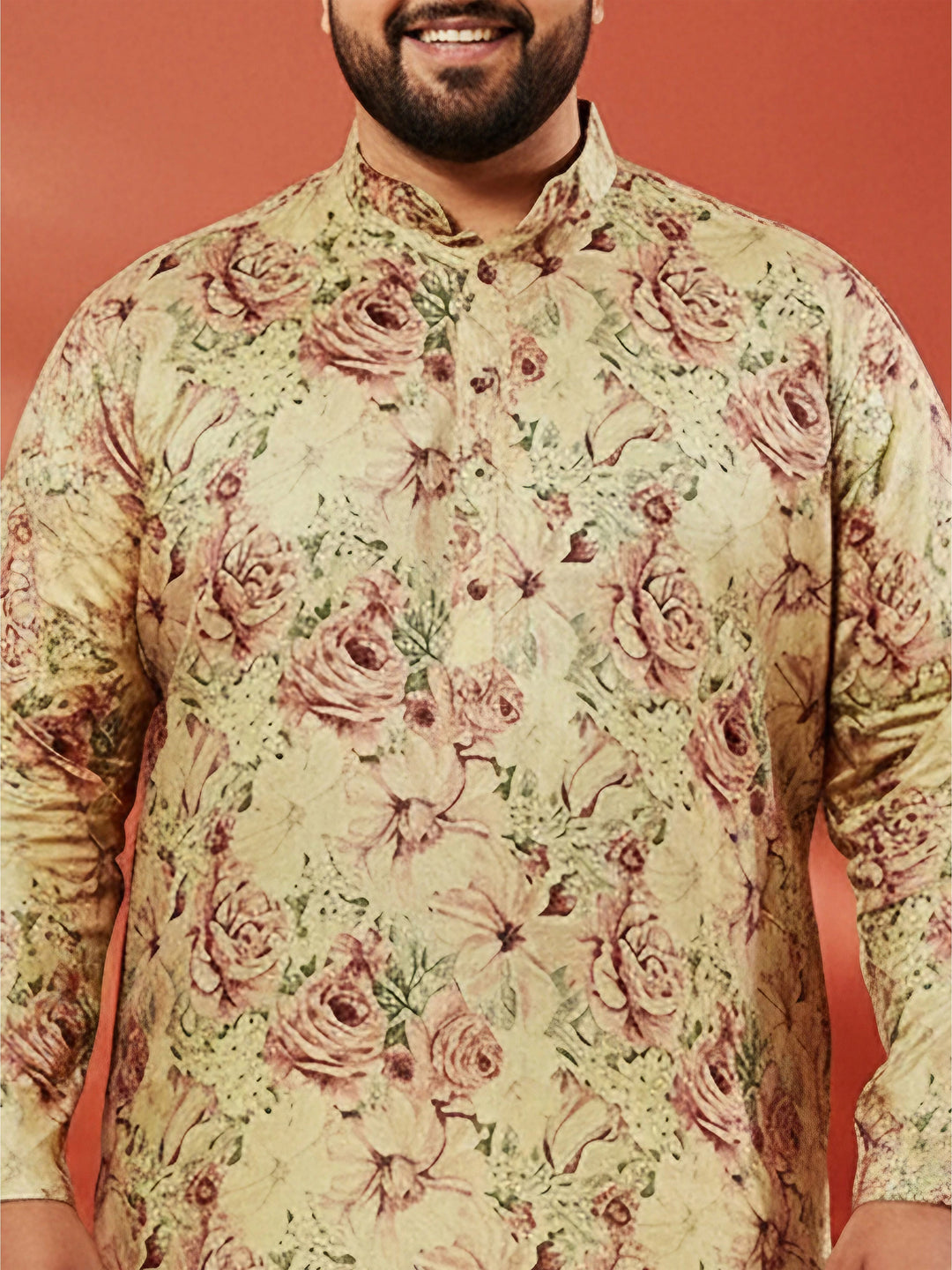 Men's Beige Silk Kurta