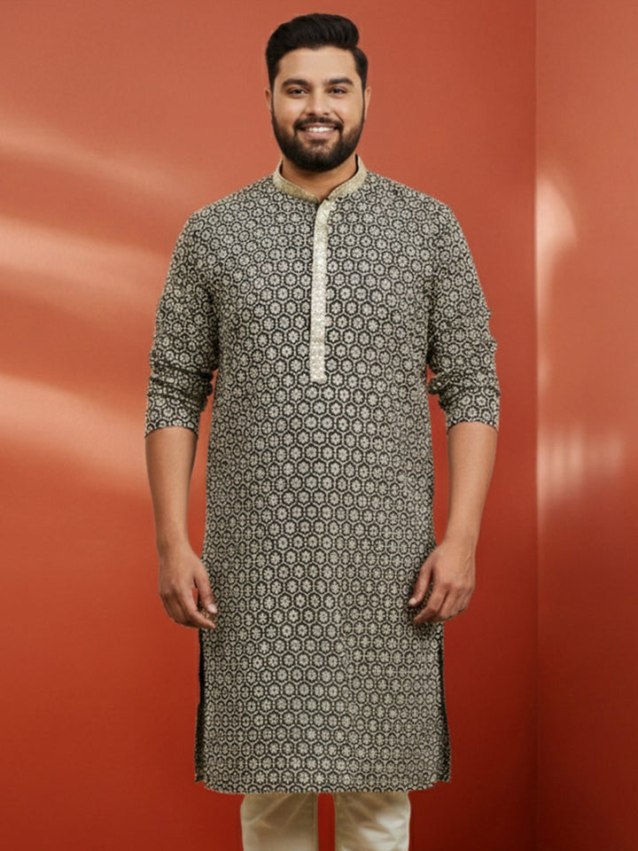 Men's Black Sequin Kurta