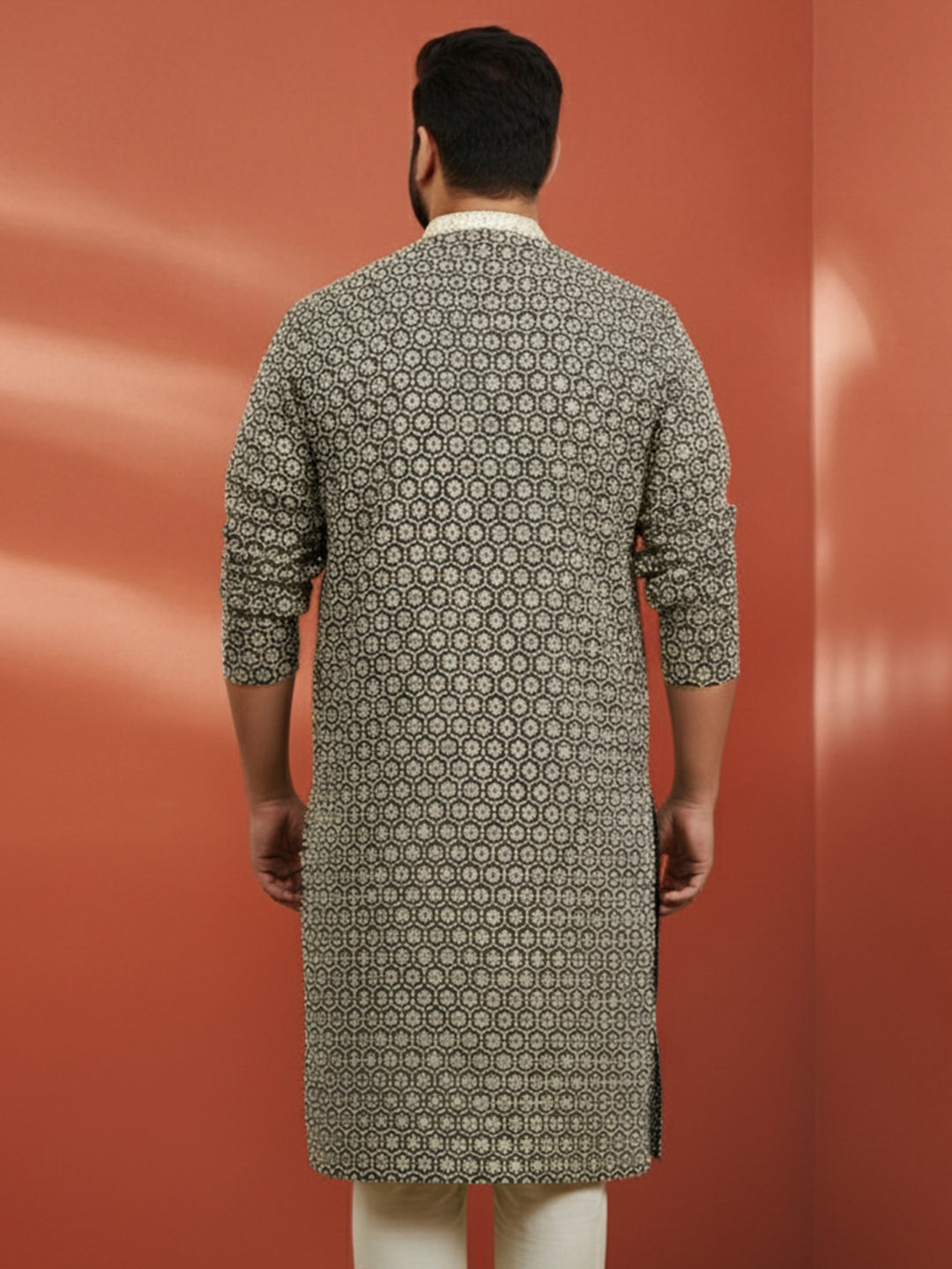 Men's Black Sequin Kurta