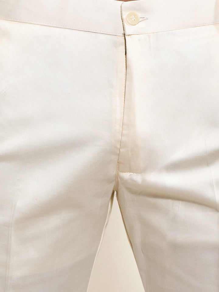 Men's Grey Sequin Kurta with Cream Trousers