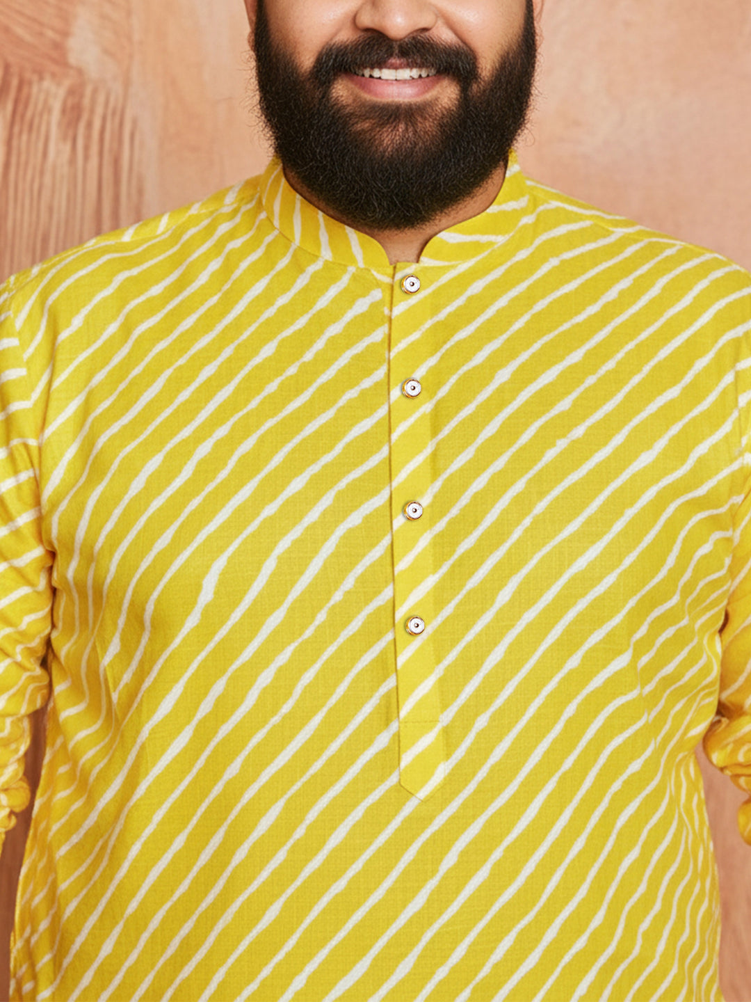 Men's Yellow Lahariya Kurta