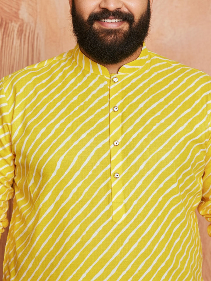 Men's Yellow Lahariya Kurta