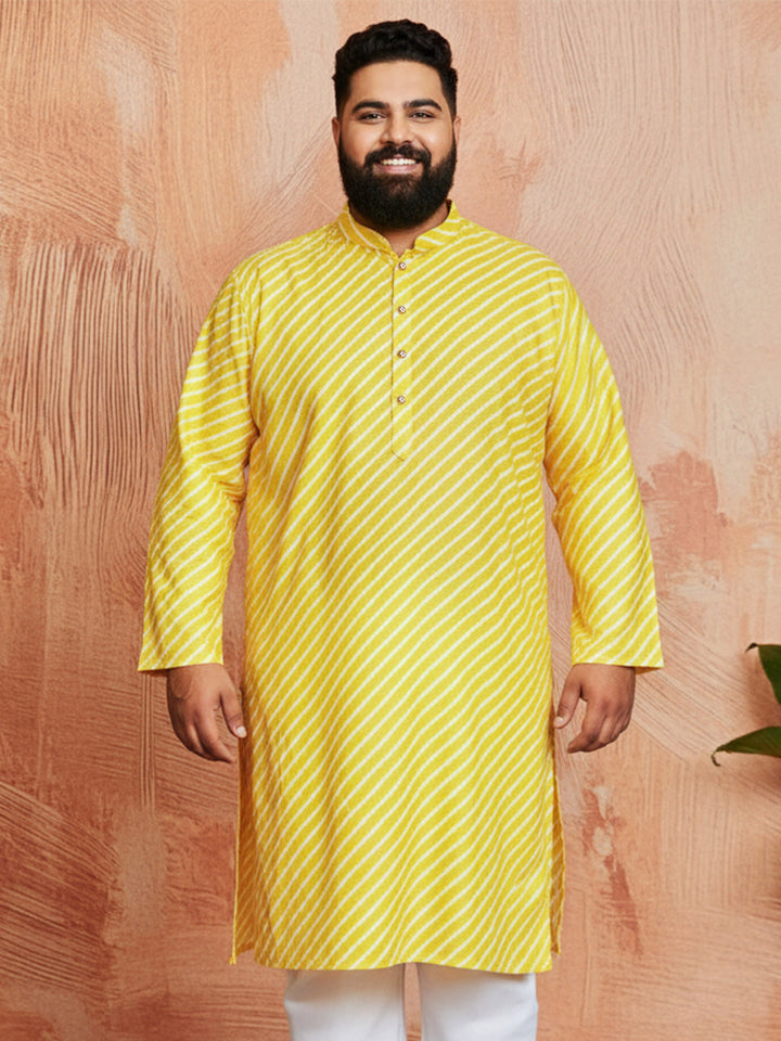 Men's Yellow Lahariya Kurta