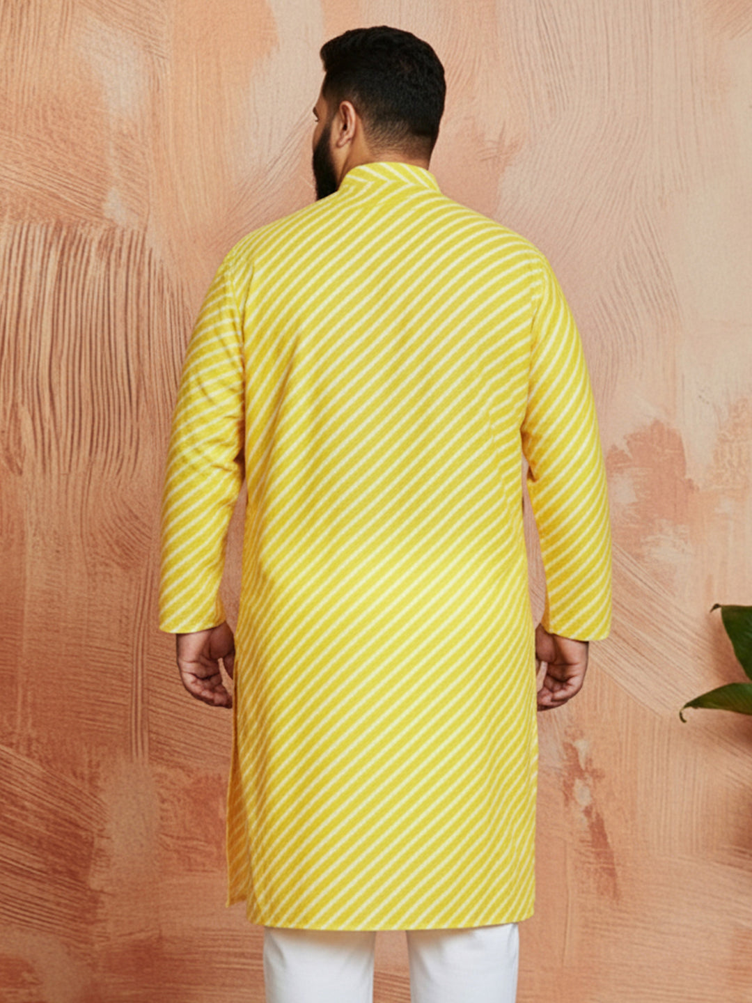 Men's Yellow Lahariya Kurta