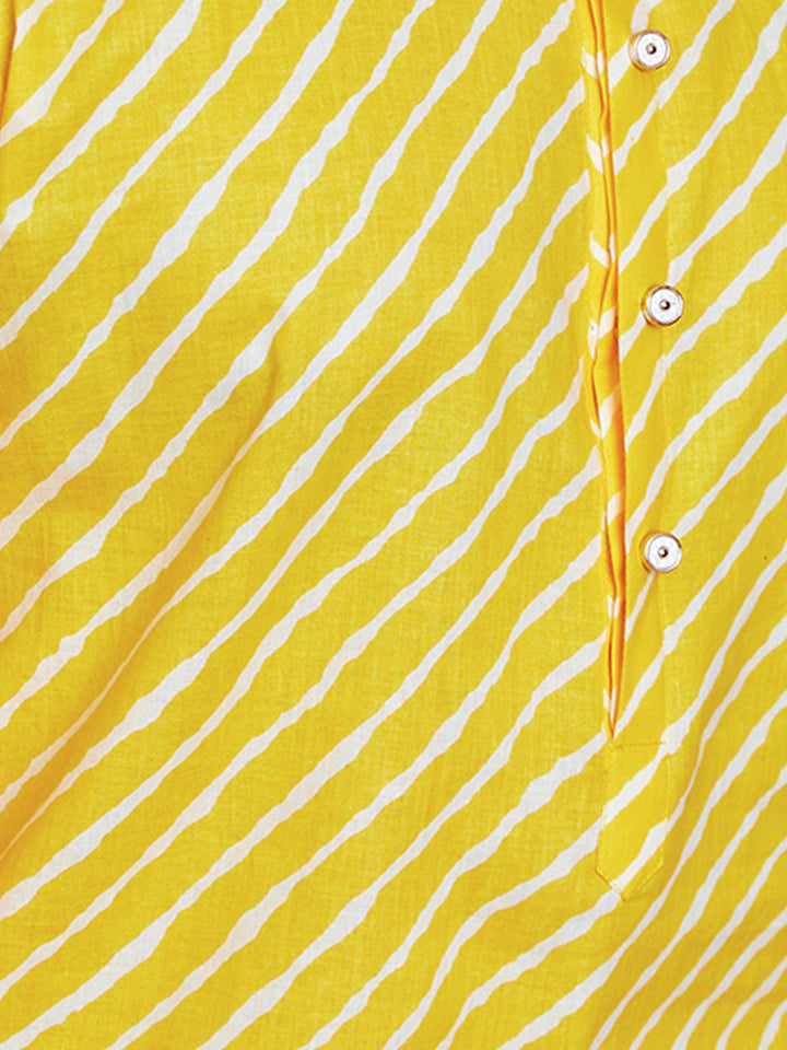 Men's Yellow Lahariya Kurta