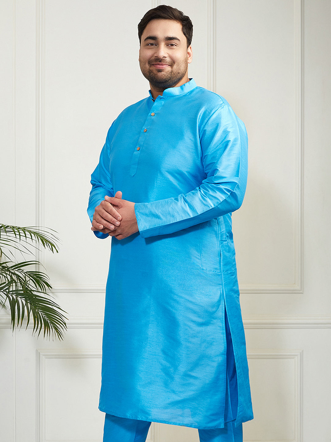 Men's Plus Size Men's Aqua Silk Blend Kurta