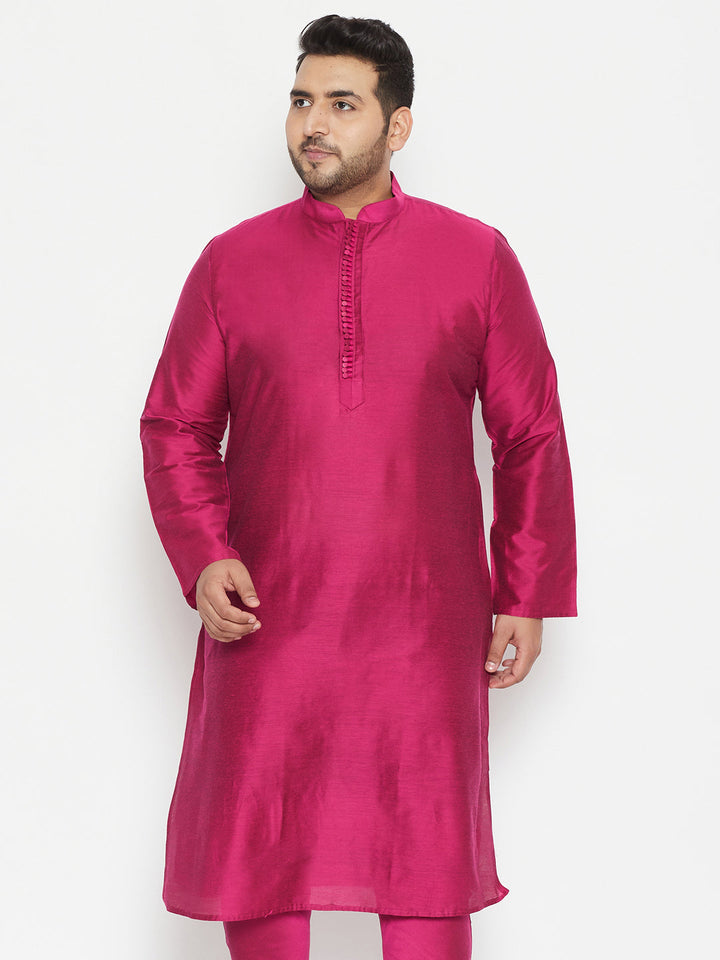 Men's Plus Size Fuchsia Pink Viscose Blend Kurta